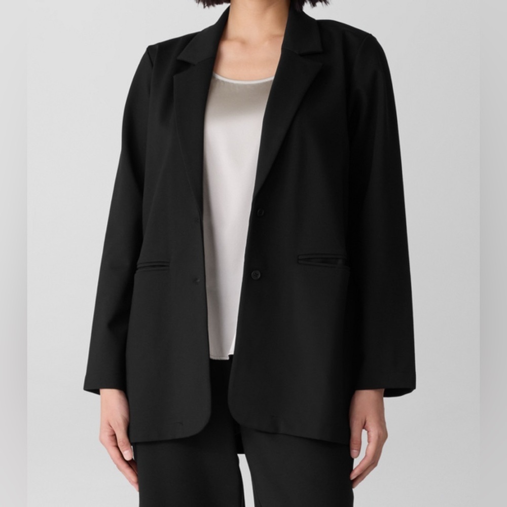 NWT Eileen Fisher Flex Tencel Ponte Black Blazer XS